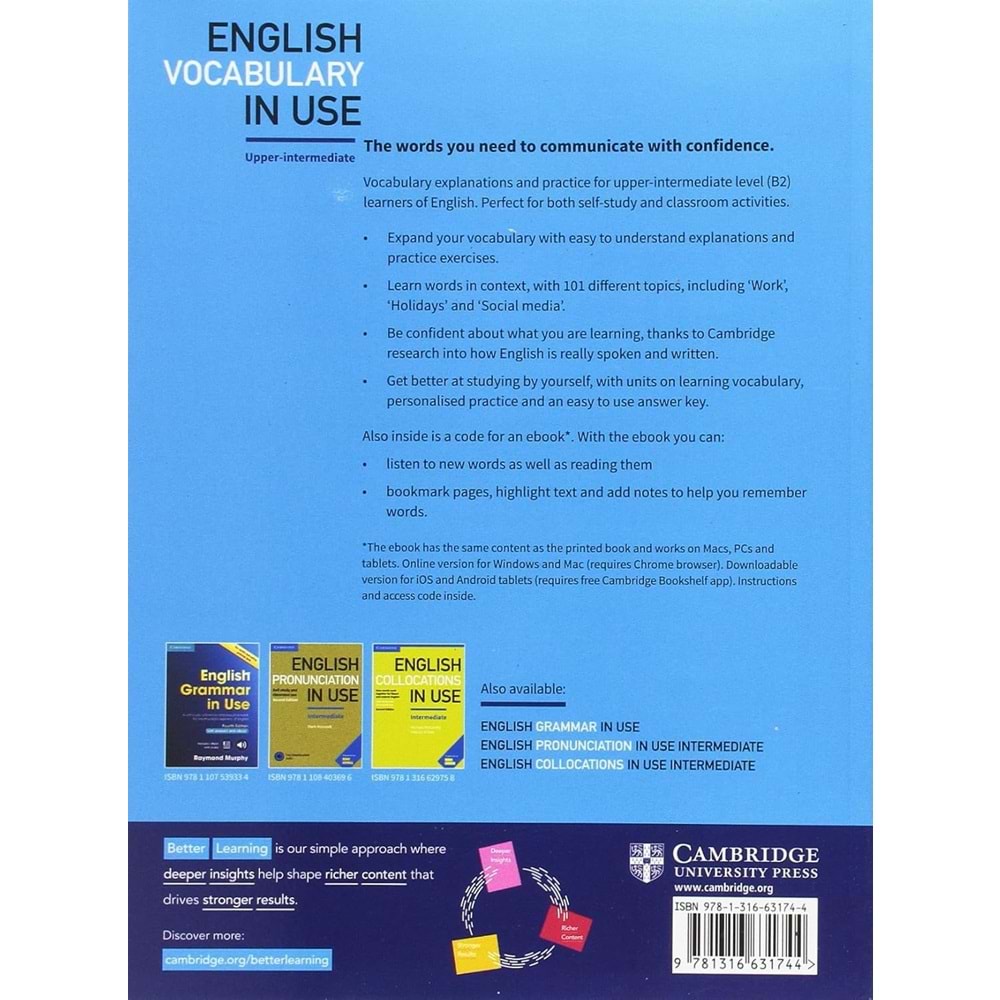 (ELT) ENGLISH VOCABULARY IN USE UPPER INTERMEDIATE BOOK WITH ANSWERS AND ENHANCED EBOOK