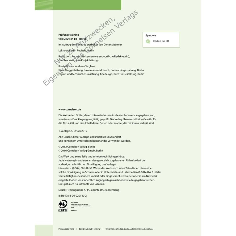 Prüfungstraining Telc B1+ Beruf Mit CD