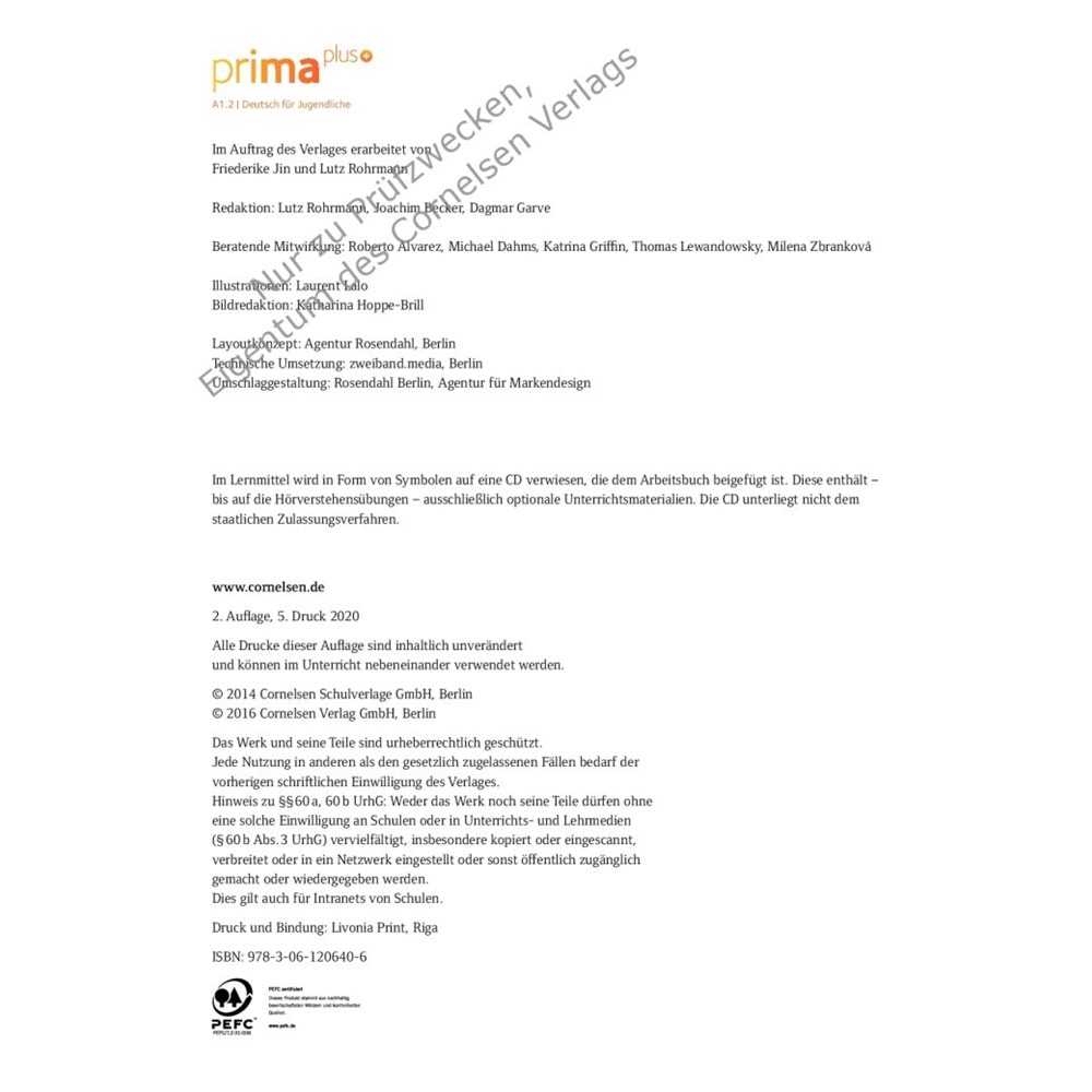 Prima Plus A1.2 Arbeitsbuch Mit CD