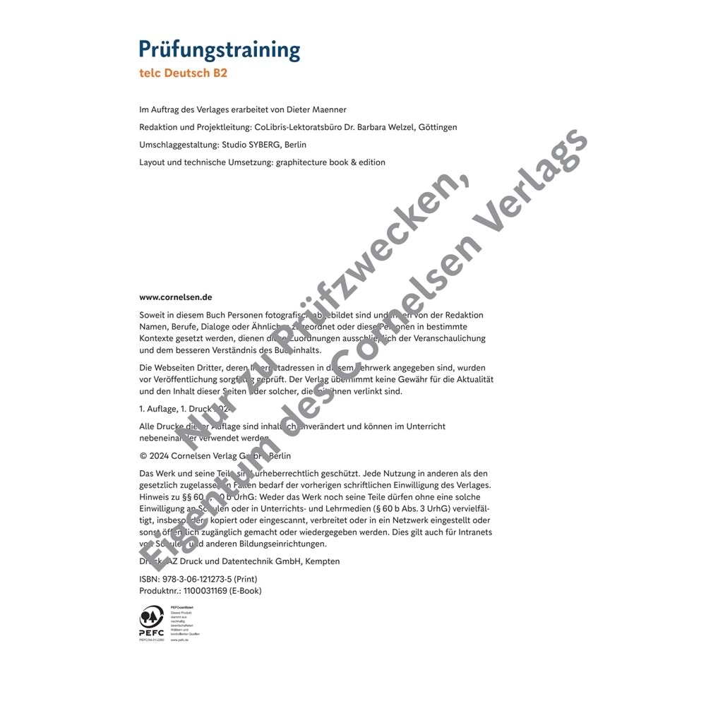 Prüfungstraining DaF B2 TELC: Übungsbuch