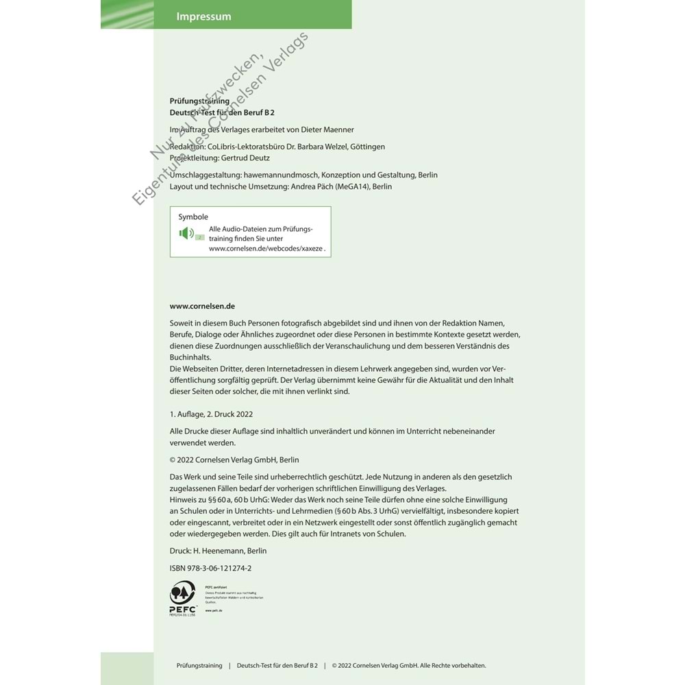 Prüfungstraining DaF Deutsch-Test für den Beruf B2 : Übungsbuch