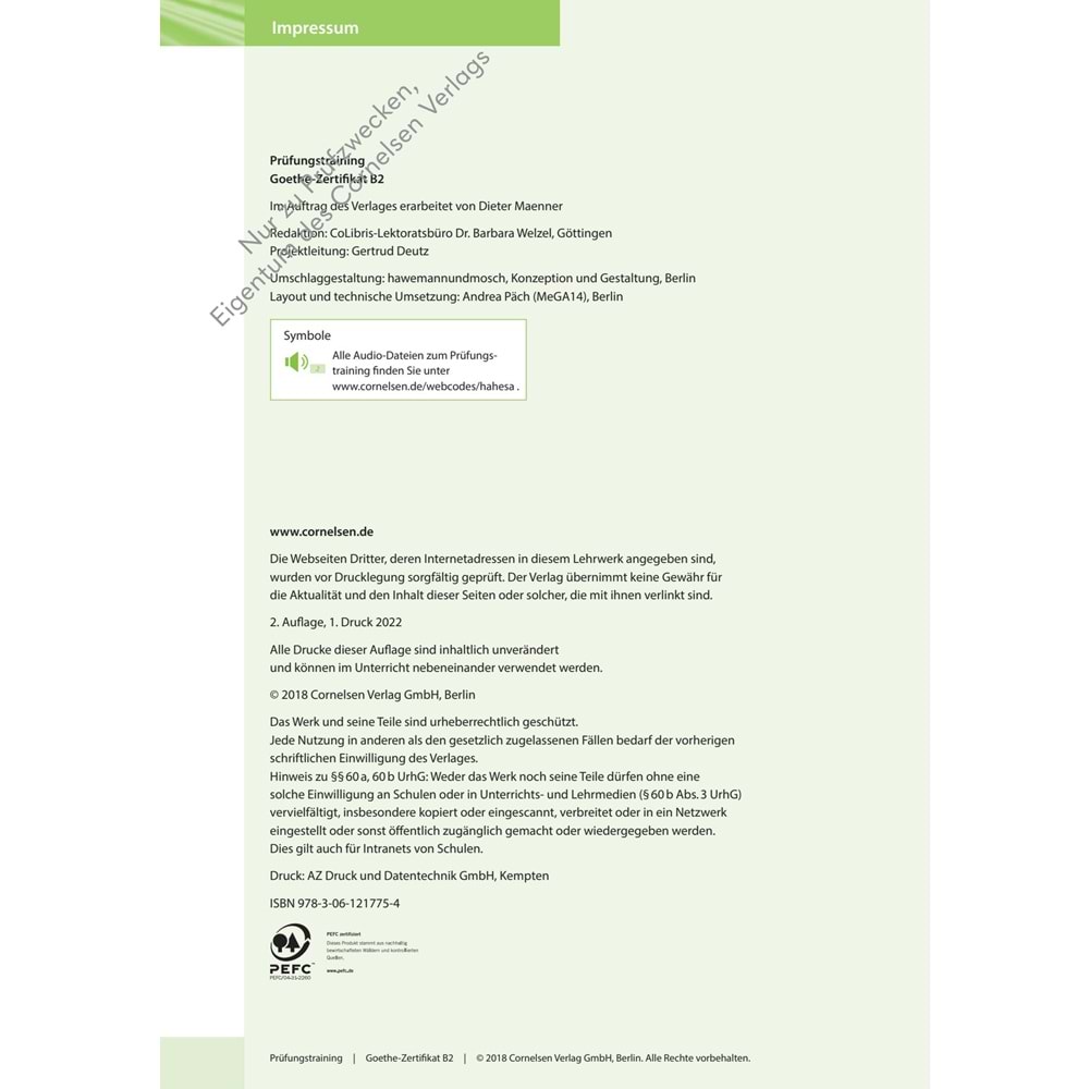 Prüfungstraining Goethe-Zertifikat B2