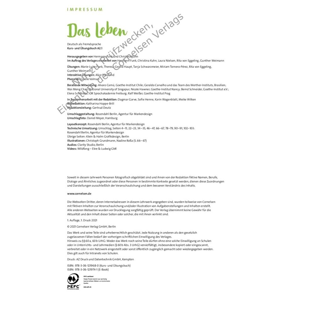 Das Leben A2.1 Kurs und Übungsbuch